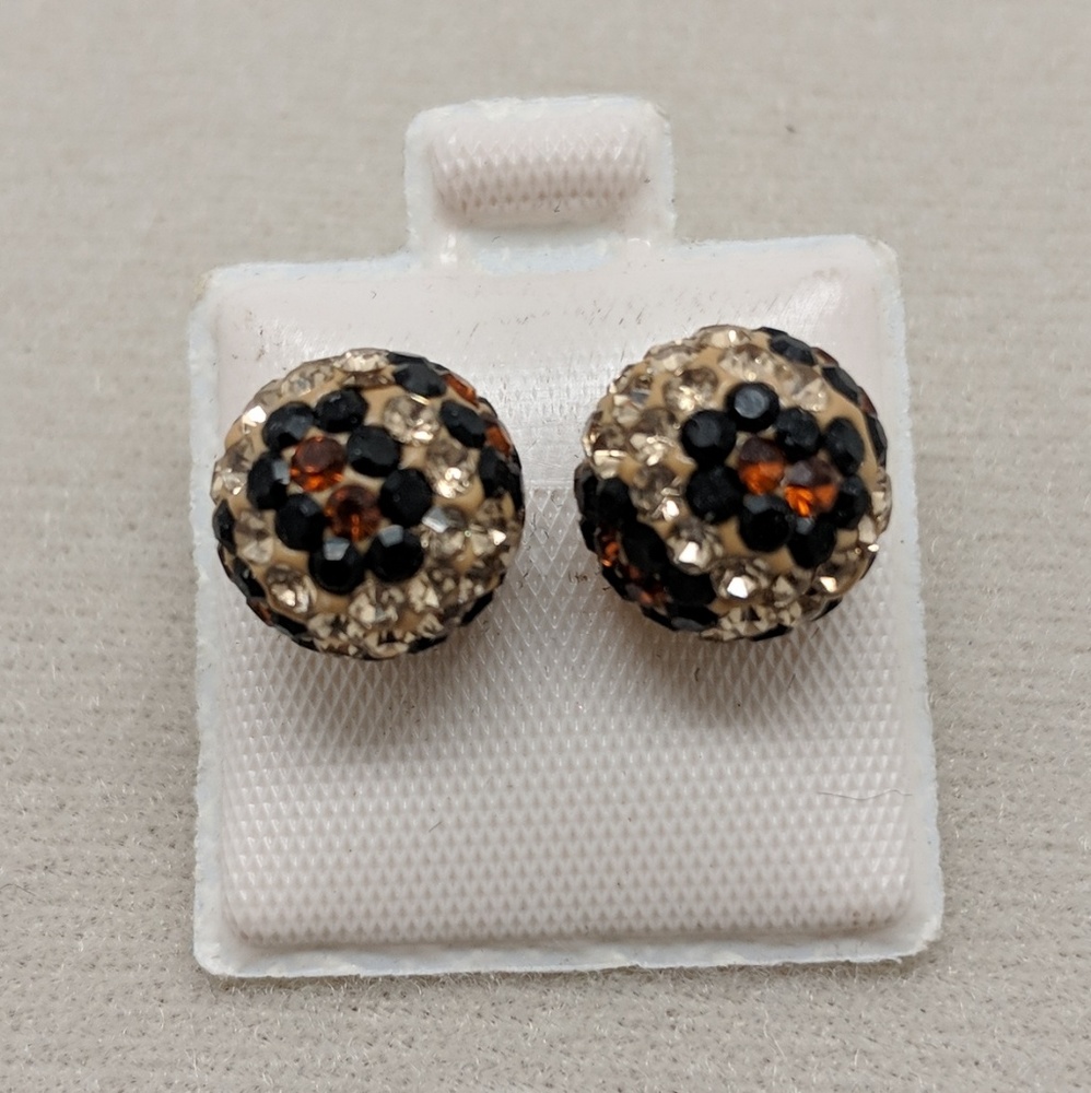 Sterling Silver Leopard crystal design earrings